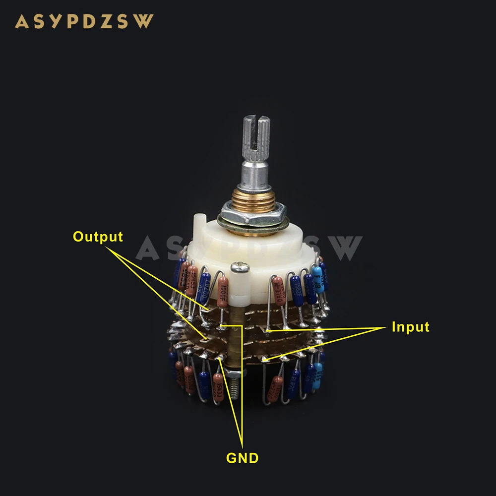 

23 Step pinion handle stepping potentiometer 10K/50K/100K (2 Channel) Power amplifier Volume potentiometer