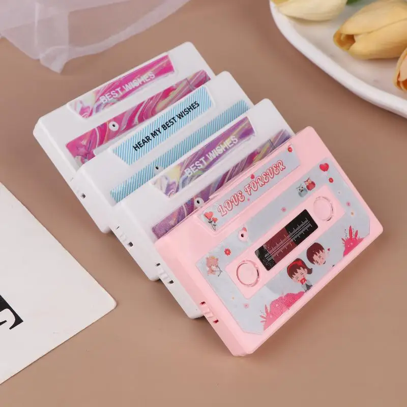 60秒DIYオーディオボイスレコーダーカセットテープ型録音デバイス、誕生日バレンタインデー用録音可能グリーティングカード