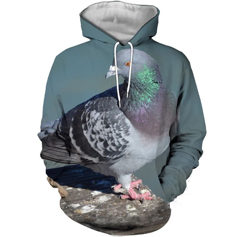 Pigeon Hoodie Men\'s Women\'s 3D Bird Print Streetwear Parrot Animal Hip Hop Sports Hoodie Fashion Alternative Pullover