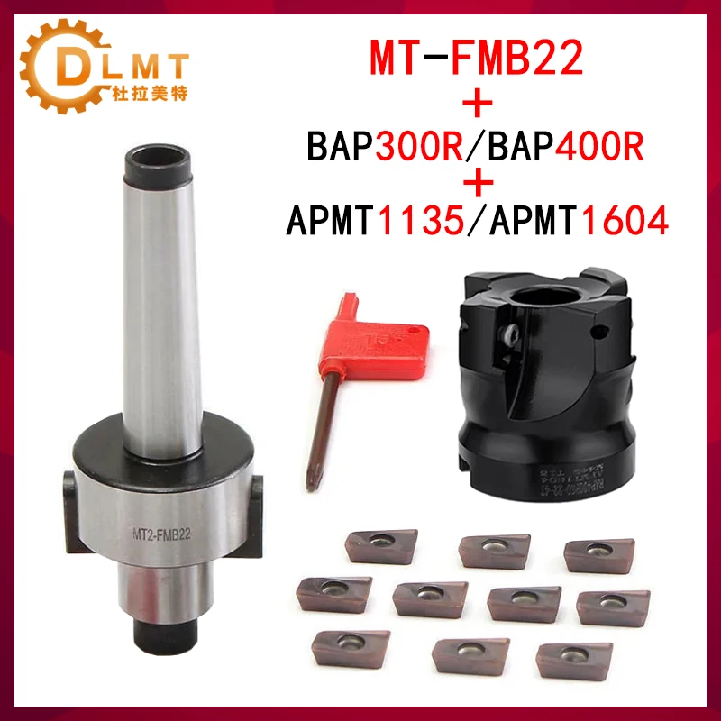 1set MT2 MT3 MT4 FMB22 Face Endmill Holders + BAP300R 400R Clamped CNC Cutting Milling Cutter Head Carbide Insert APMT1135 1604