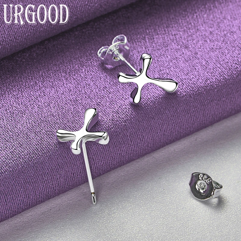 

925 Sterling Silver Simple And Exquisite Cross Design Earrings For Women Party Engagement Wedding Fashion Jewelry Gift