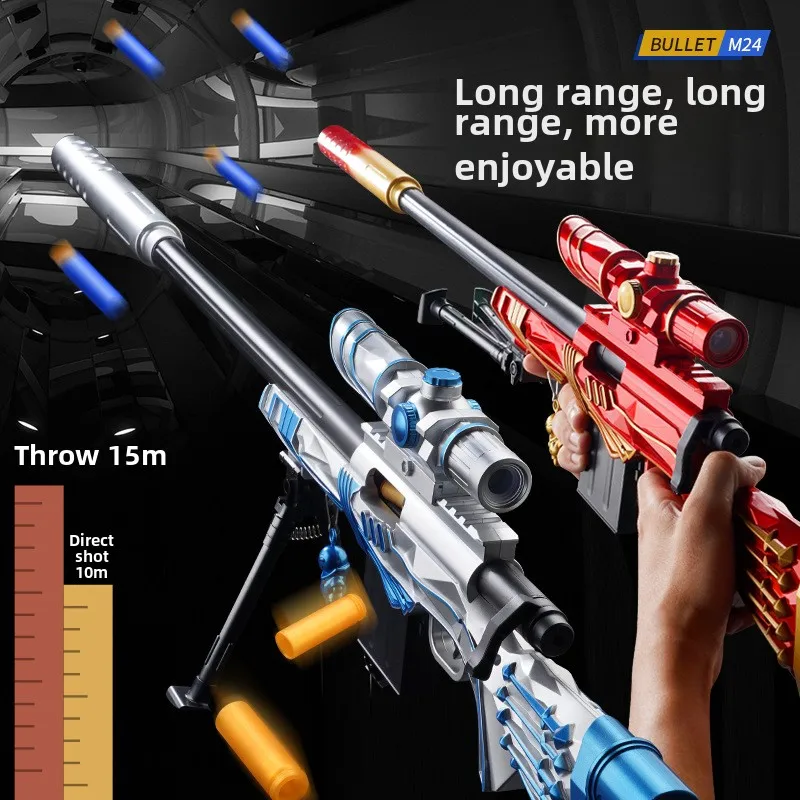 M24 Style Shell Ejecting Soft Bullet Sniper Rifle Toy for Boys - Manual Loading Mechanism - Ideal Christmas 2025 Gift