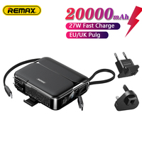 Remax 20000mAh 27W  Fast Charging Power Bank With Cable Plug Adapter Digital Display For Laptops Notebooks Moblie Phone Travel