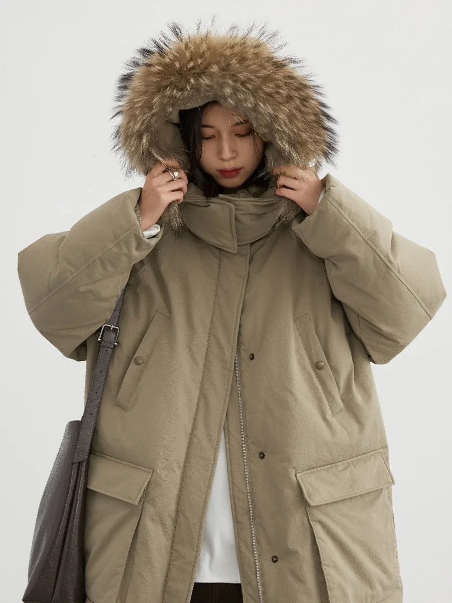CHIC VEN Women Down Coats Solid Outdoor Loose Casual Down Jacket Thickened Parka Jackets Female Overcoat Autumn Winter 2023