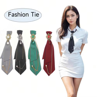 A Pair of Handmade Polyester Webbing with Contrasting Edges and Alloy Dotted Diamonds, Casual Style Women's Fashion Ties, Suitable for Party Outings and Other Clothing Matchinginging