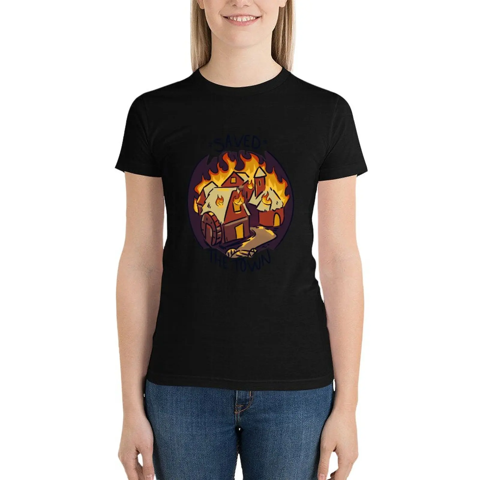 D&D Burned Down the Town saved T-Shirt summer tops anime clothes funny T-shirts for Women