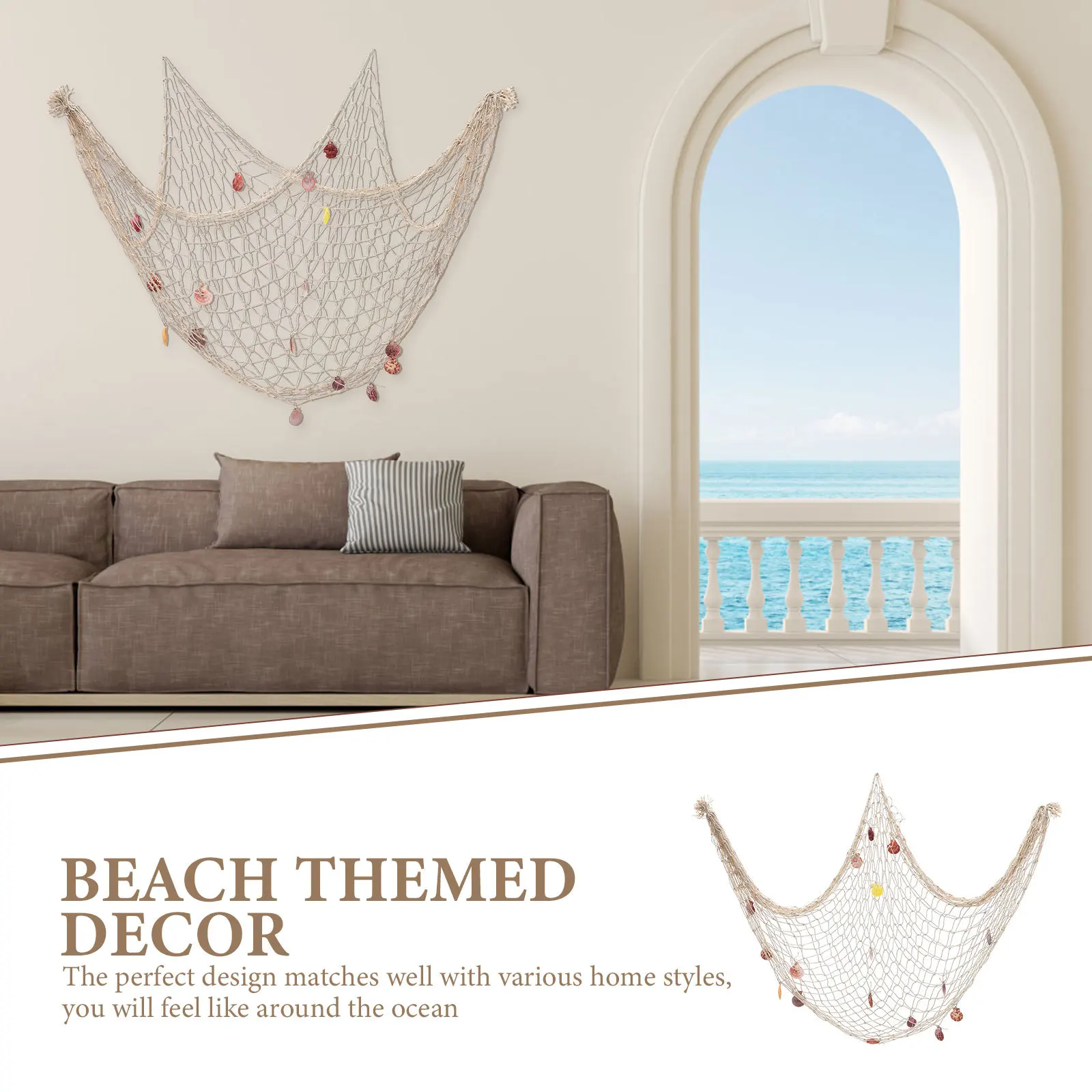 

Decorative Fishing Net Cotton Rope Nautical Wall Hanging For Bedroom Living Room Beach Themed Decor Fishing Net With Shells