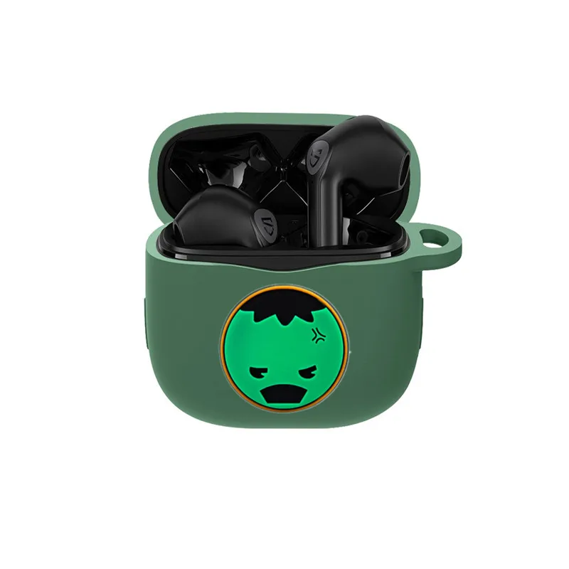 حافظة سماعة أذن كارتون مارفل لهاتف SoundPEATS Air 3 من السيليكون سماعات أذن بلوتوث لاسلكية صندوق شحن غطاء حماية مع خطاف