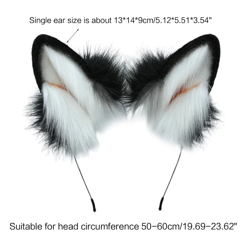 667E Cartoon Wolf Ear Shaped Hair Hoop Photoshoot Hair Holder Halloween Party Costume Headwear for Children Women