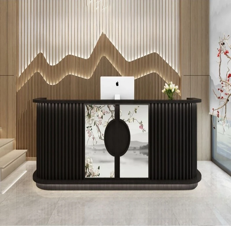 Curved checkout page Company reception desk Bar table Barber shop Caier shop Beauty salon Welcome desk