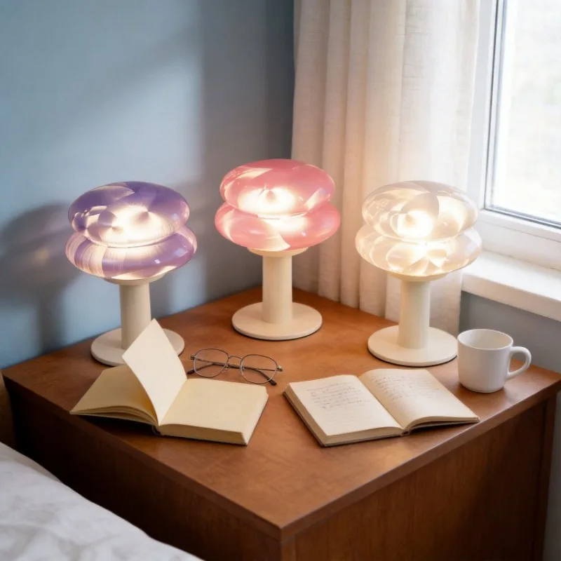 Bauhaus Rechargeable Egg Tart Mushroom Floor Lamps Bedroom Study Bedside Atmosphere Dreamy Girl Desktop LED Night Table Lights