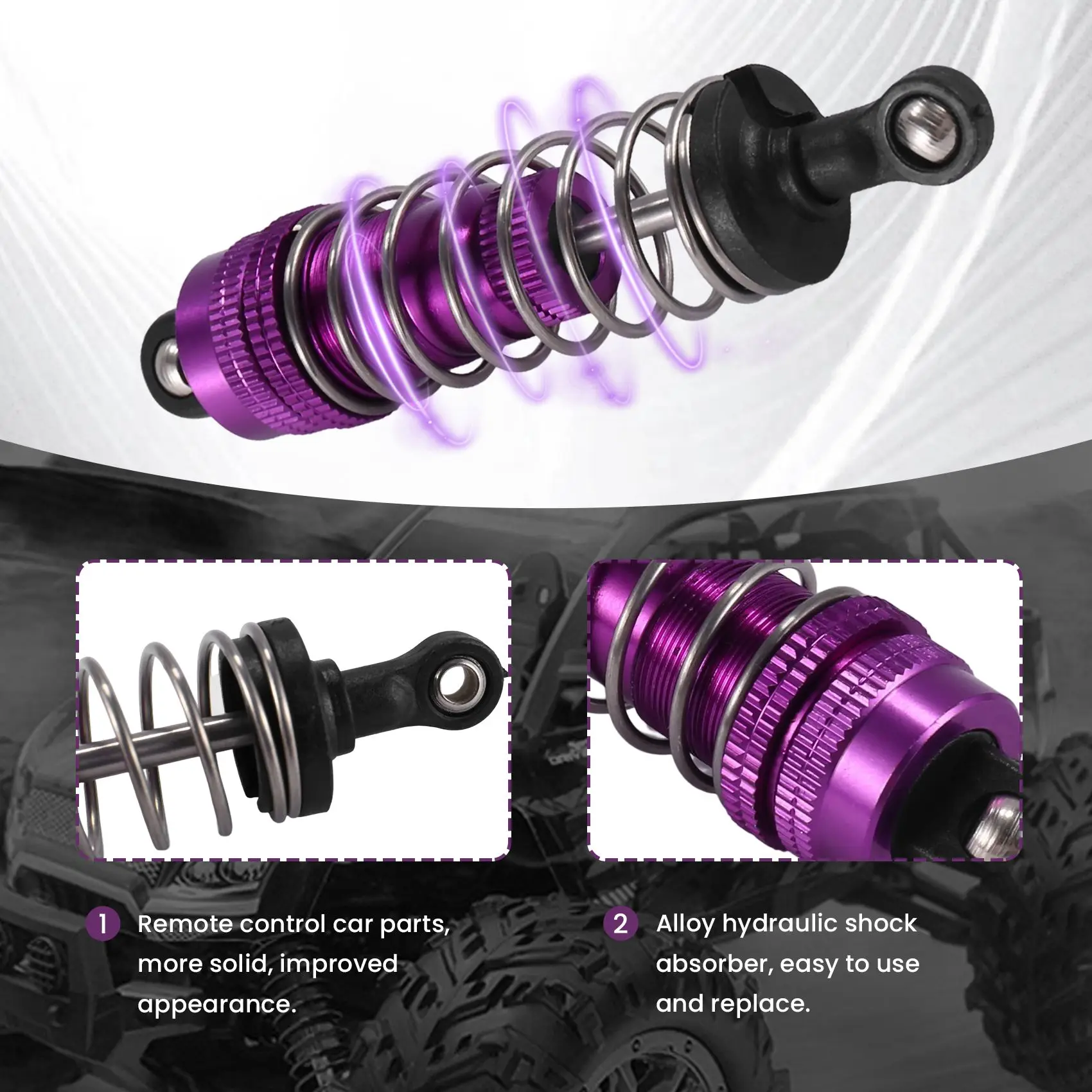 

B49B-4Pcs Metal Shock Absorber Damper For Wltoys 124019 124018 144001 RC Car Spare Parts Upgrade Accessories