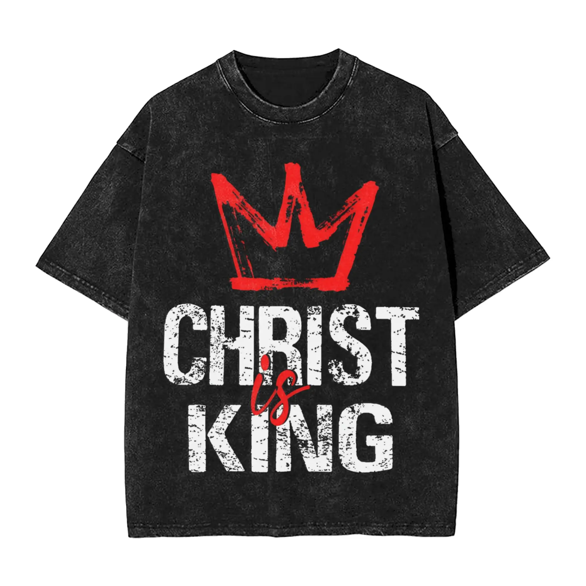 Jesus Is King Christian T Shirt Hip Hop Washed 100% Cotton Street T-Shirt  Vintage Men Women Streetwear Summer Tee Shirt
