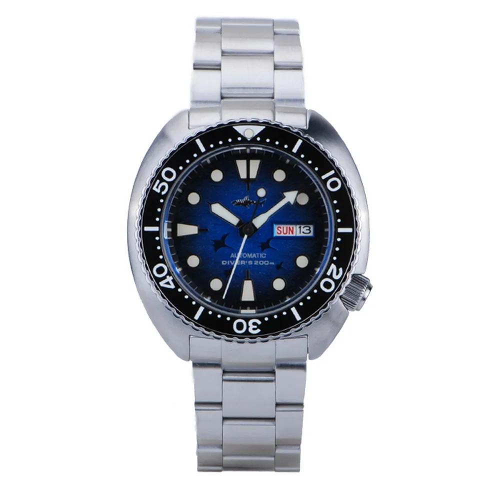 Heimdallr Mens 다이버 시계 군용 자동 시계 기계식 손목 시계 거북이 200M 방수 C3 빛나는 사파이어 NH36