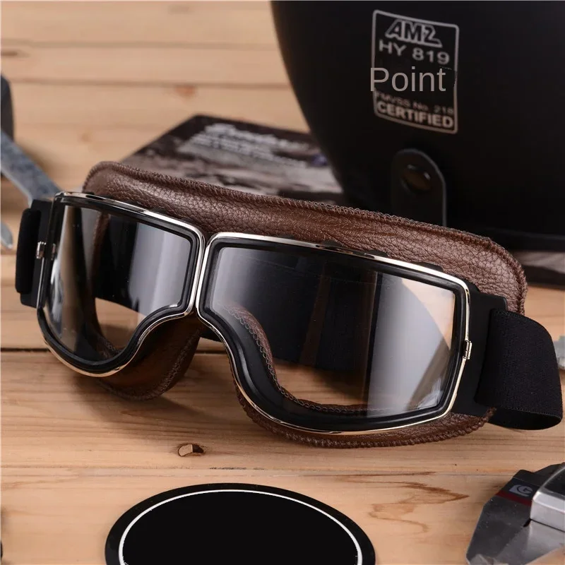 دراجة نارية نظارات يندبروف دراجة نارية خوذة نظارات النظارات الشمسية الرجعية العالمي للطي LeatherRetroMotorcycle Accessories2026