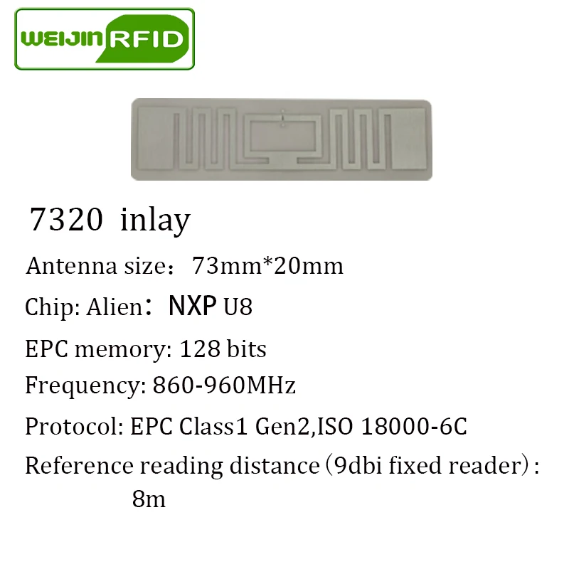UHF RFID العلامة ملصق NXP U8 73x20 مللي متر الرطب البطانة EPC6C 915mhz868mhz860-960MHZ 5000 قطعة شحن مجاني لاصق السلبي RFID التسمية