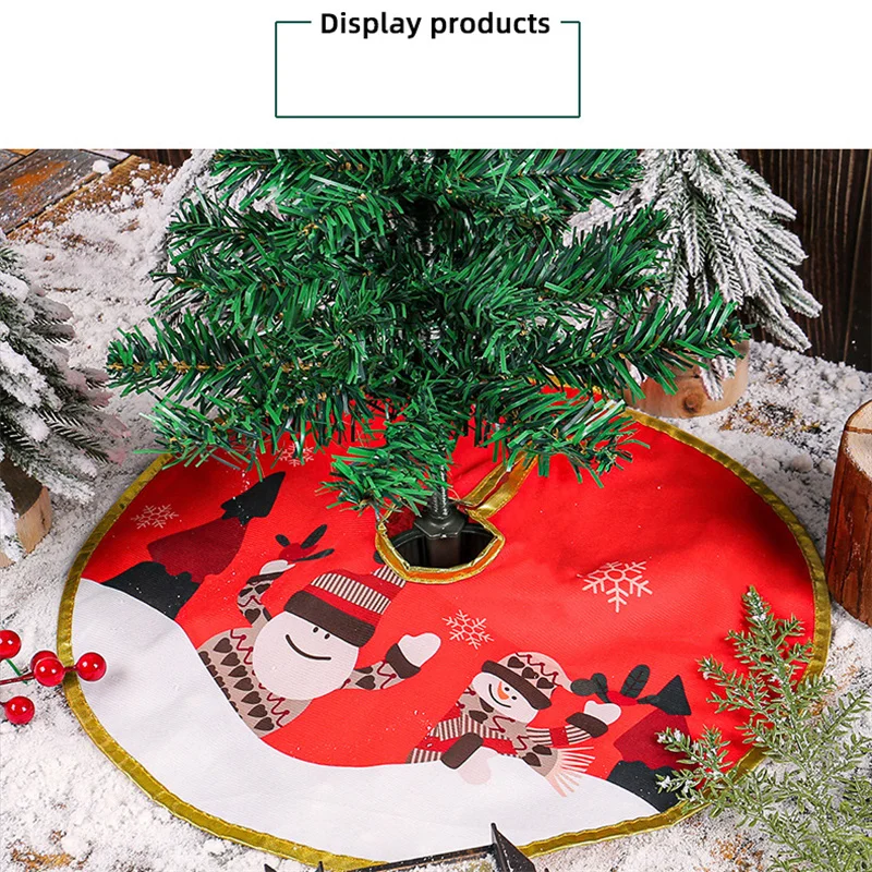 40cm/100cm Christmas Tree Skirt Christmas Tree Base Decoration Mat Xmas Gold Trim Tree Skirt