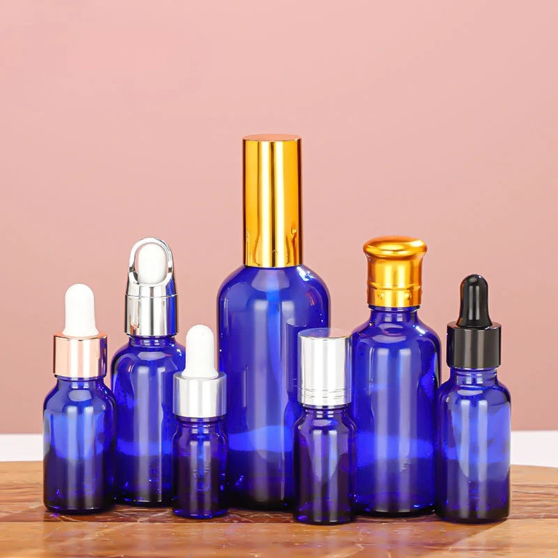 

5Ml-100ml Blue Glass Aromatherapy Liquid Pipette Bottle Refillable Bottles Travel Dropper Bottles Sample Bottles Spray Bottle