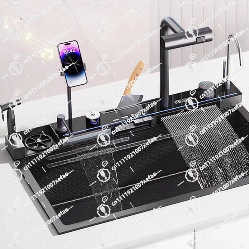 Multifunctional Kitchen Sink Faucet Touch Stainless Steel Waterfall Smart Faucet