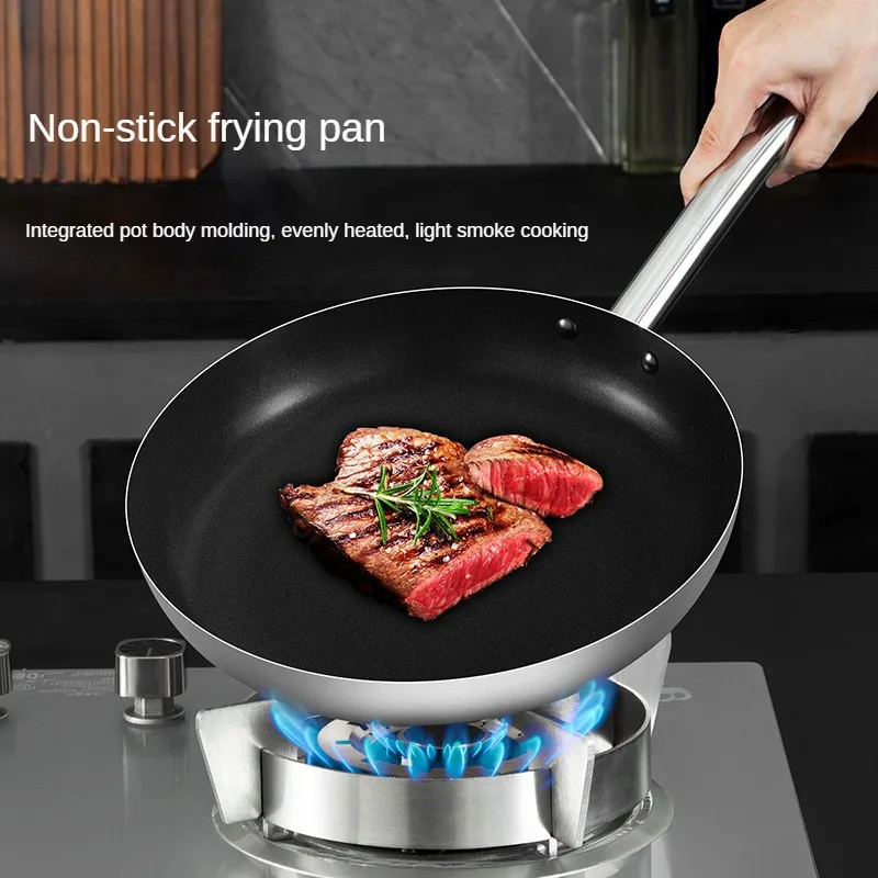 Stainless Steel Frying Pan Kitchen Pans Non-stick Frying Pan Fried Eggs Commercial Cooking Pots  Smoke-free Pans Wook Cookware