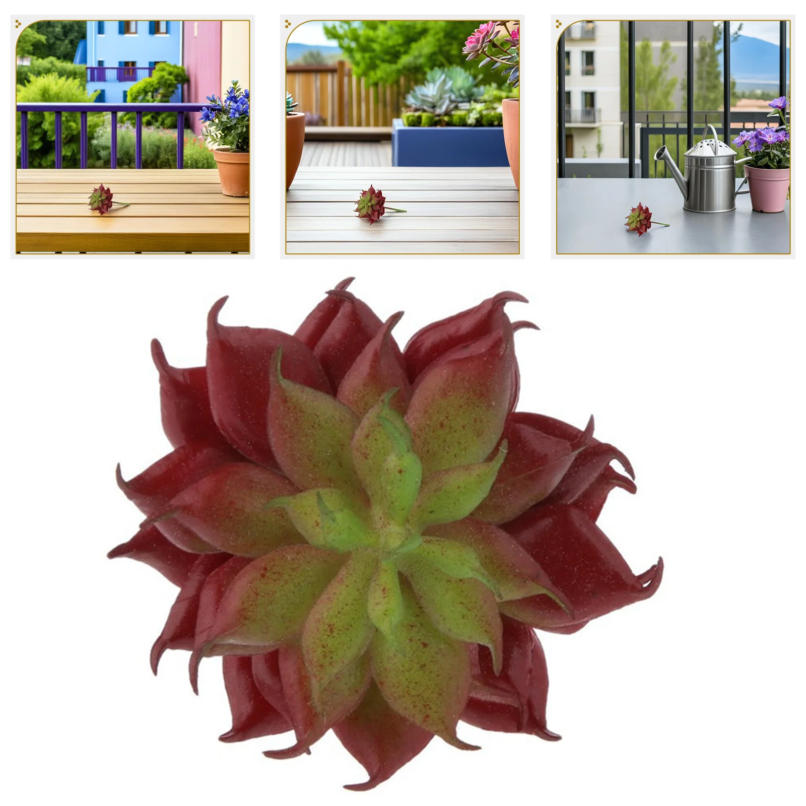 

Unpotted Artificial Succulents Plastic Plants Realistic Flocking Coating Home Garden Balcony Decor Modern Charm Reddish Brown