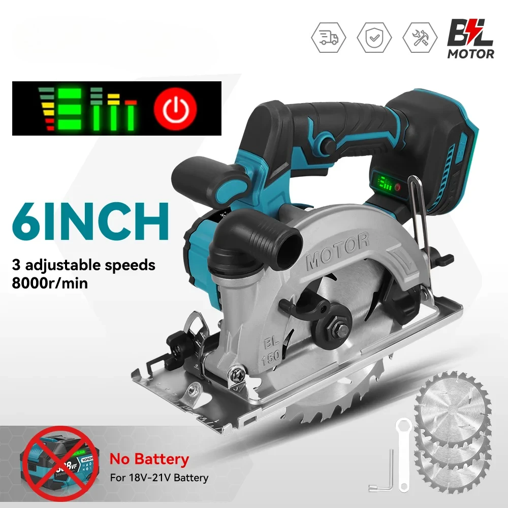 

Бесщеточная электрическая циркулярная пила 150 мм, 6 дюймов, аккумуляторный многофункциональный деревообрабатывающий резак, электроинструмент для аккумуляторного штифта Makita