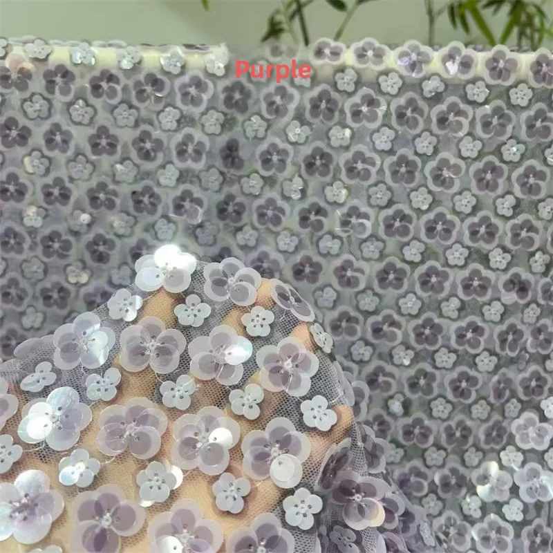 

Mixed-size Floral Sequin Embroidered Tulle Fabric for DIY Sewing Wedding Dress Garment Accessories Clothing Fashion Cloth