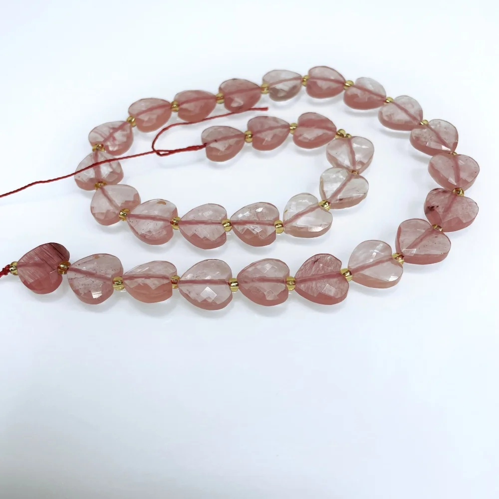 Natürliche 12mm Amethyst-Perlen in Herzform, facettiert, handgefertigt für Schmuckherstellung, DIY-Halskette, Armband, 15'' Zubehör – Detail 4