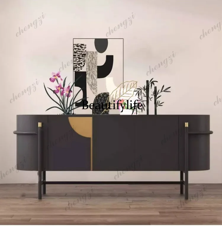 

Italian minimalist TV cabinet model room clubhouse hotel home storage porch side cabinet customization