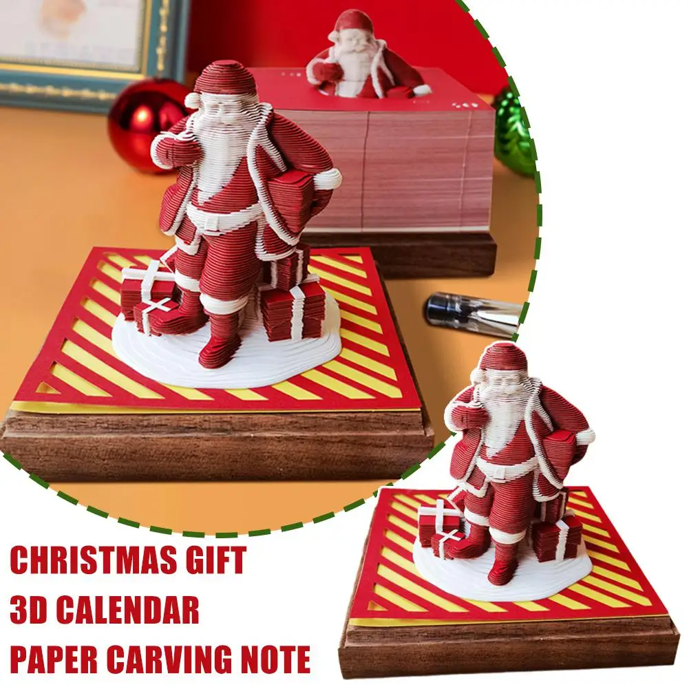 2025 New Christmas Gift 3d Stereoscopic Calendar Paper Note Creative Claus Sticky Notes Panorama Santa Sticky Sculpture U3J0