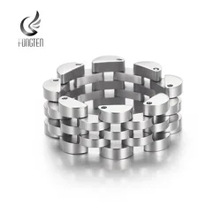 Fongten Watch Link Chain Ring For Men Multiple Color Stainless Steel Finger Men Women Couple Rings Jewelry Gift Whoselase