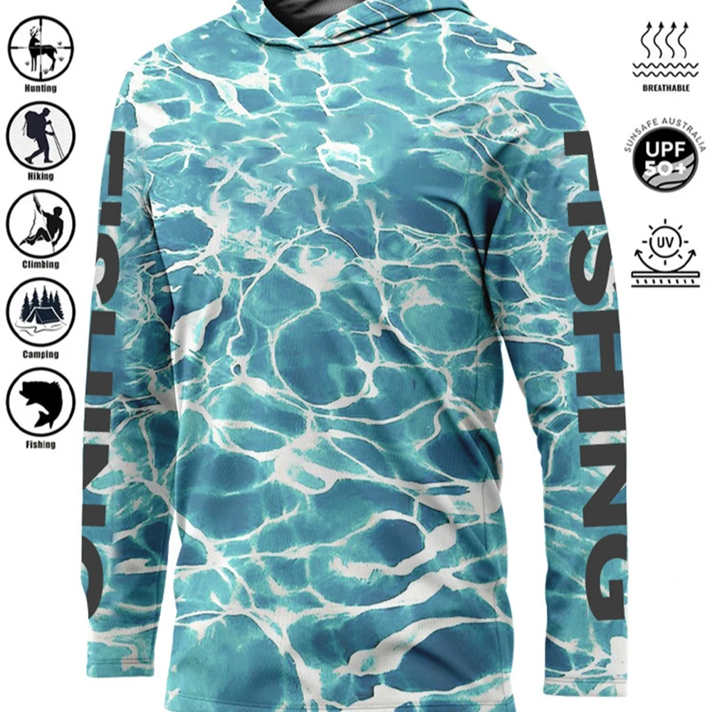 Outdoor Sports Fishing Shirt Hooded Sun Protection And UV Protection Plus Size Hoodie Ocean Fishing Clothing Comfortable Top