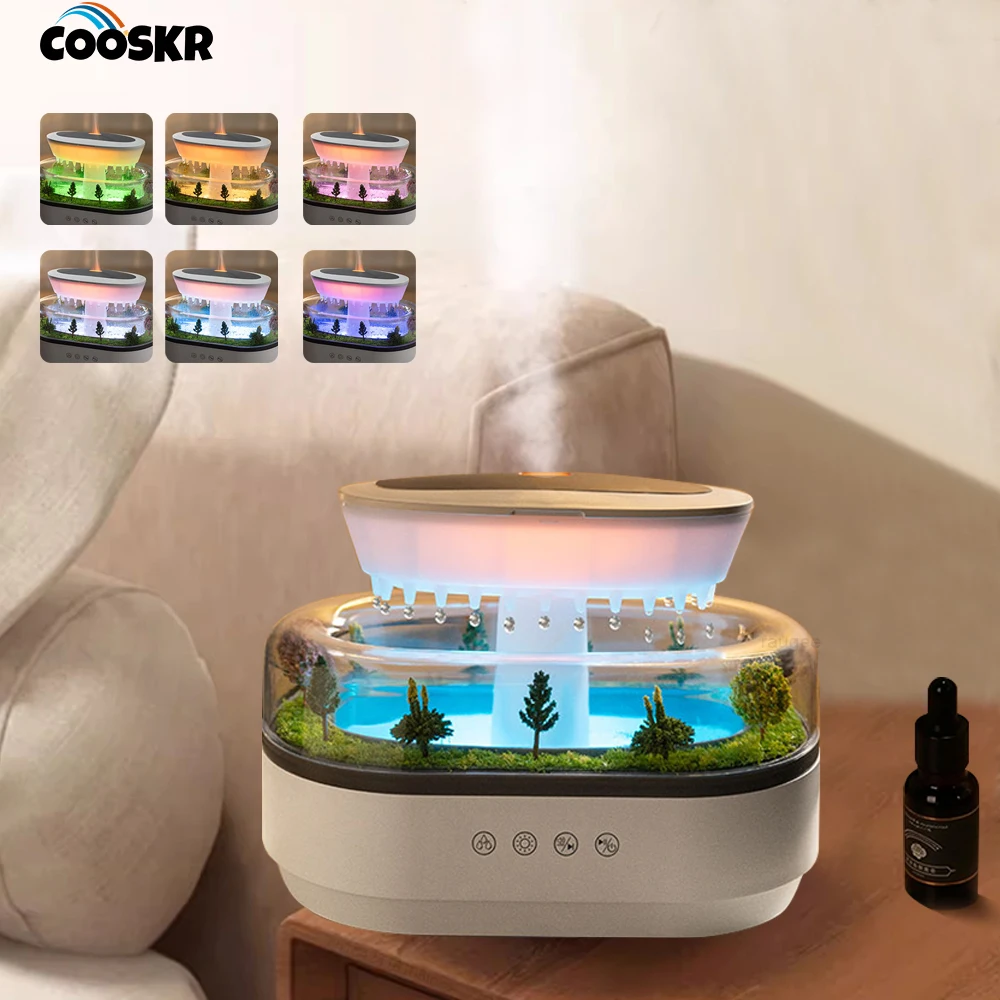 Raindrop Aroma Diffuser 250ml Air Humidifier Essential Oil Diffuser for Household Fragrance Diffuser with Colorful Night Light