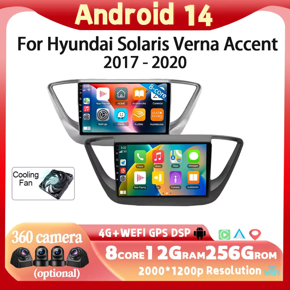 

Android 14 Carplay Auto For Hyundai Solaris Verna Accent 2017 - 2020 Car Radio Stereo Wifi Multimedia GPS Navigation Head Unit