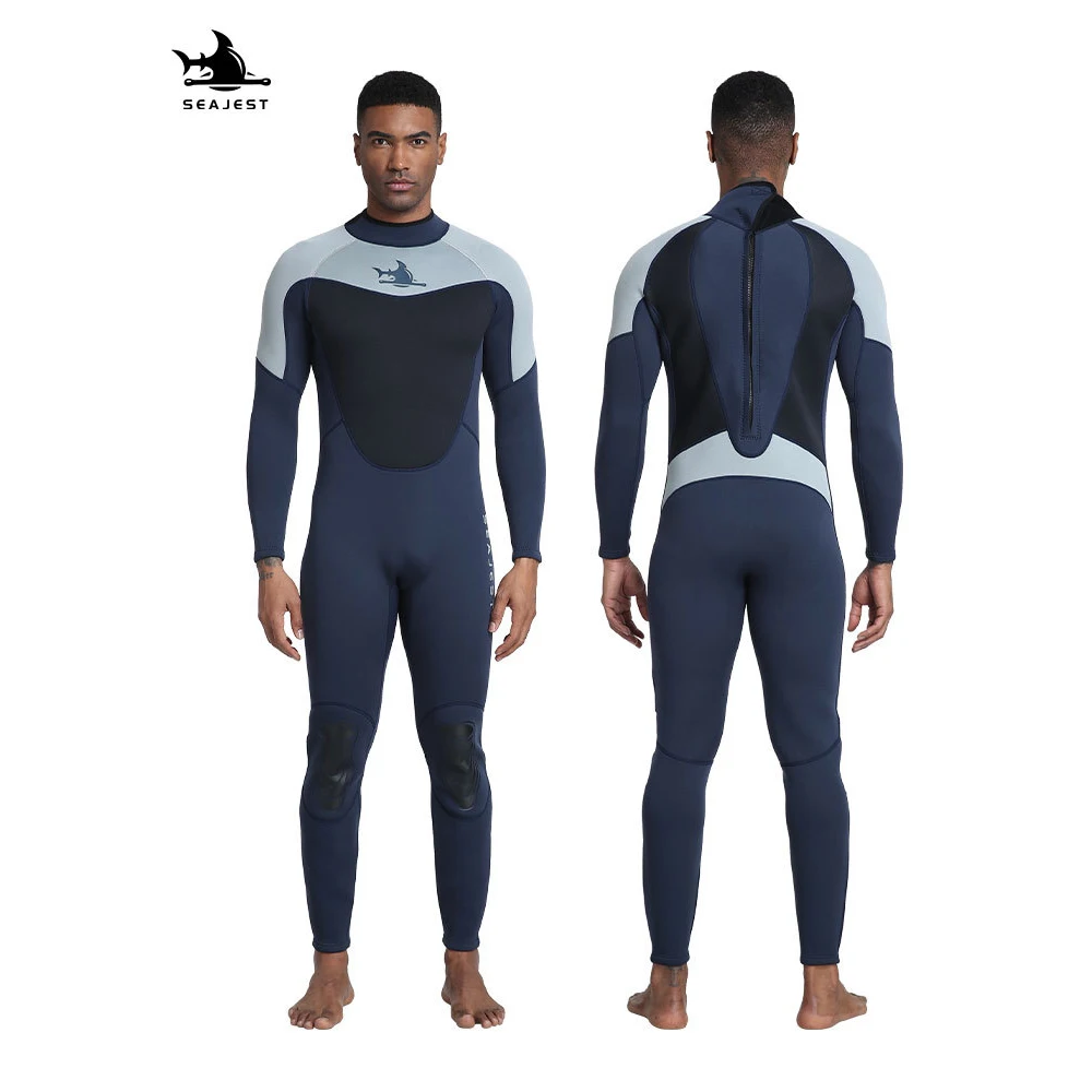 

Men's 3Mm Neoprene Wetsuit Long-sleeved Cold-proof One-piece Warm Surfing Snorkeling Swimming Diving Suit Warm Winter Swimwear