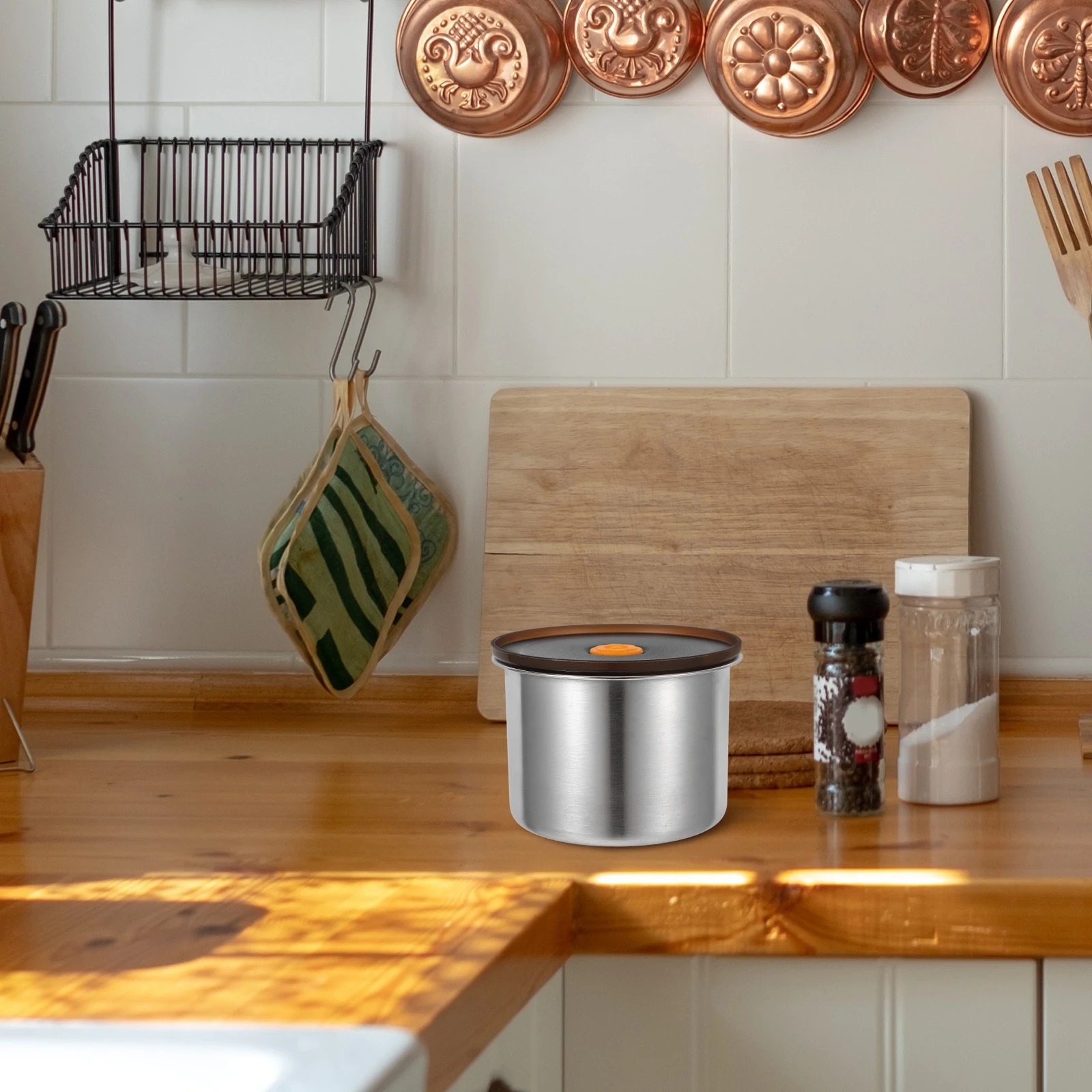 

Stainless Steel Food Container 700ml Silver 304 Airtight Compact Round Fridge Kitchen Fruit Picnic Box Storage Containers