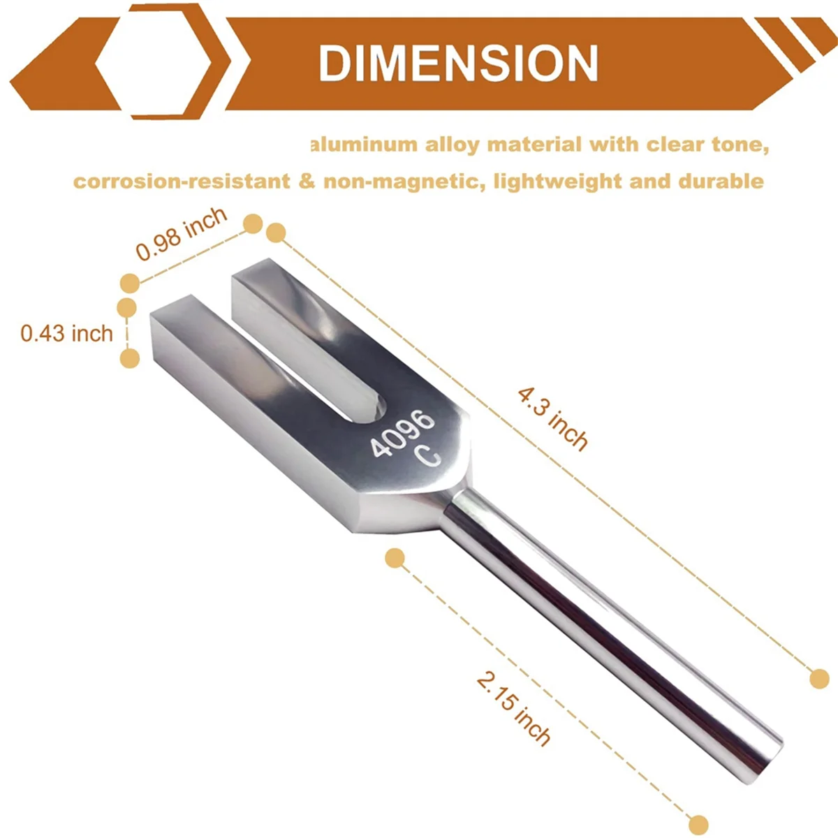 Diapasón de 4096 Hz, diapasón de cristal para curación, grado médico con martillo de madera y bolsa de almacenamiento suave