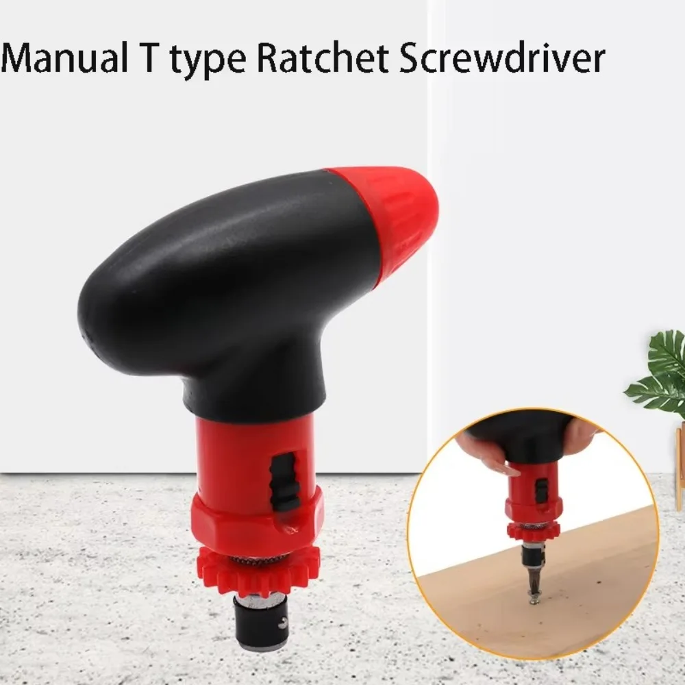 Manual Ratchet Screwdriver Rotate Forward Reverse T Type Ratchet Bit Adjustable Anti Slip Fast Screw Driver Bit