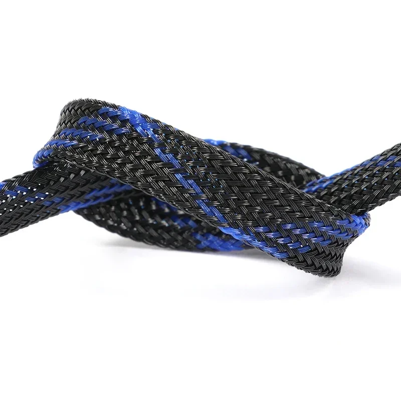 1~50m Black Blue Cross PET Braid Sleeve 2/4/6/8/10/12/14/16/20/25/30mm High Density Insulated Snake Skin Cable Wrap Sheath