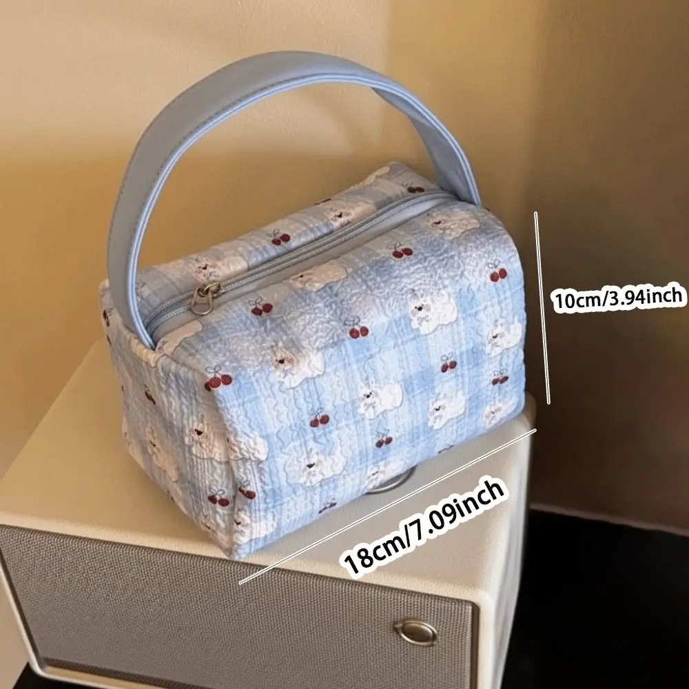 حقيبة مستحضرات التجميل النسائية المطبوعة على شكل كلب كرتوني، منظم مستحضرات التجميل المحمول، حقيبة يد للسفر، حقائب أدوات الزينة ذات سعة كبيرة