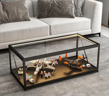 

Multi functional transparent glass toy display tea table handmade model storage display cabinet