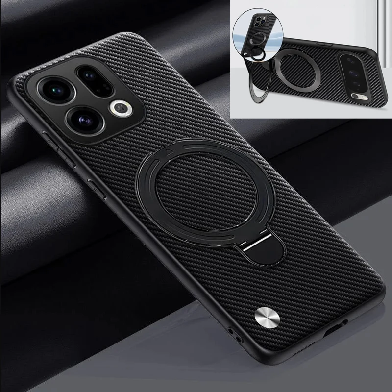 

Чехол Magsafe с магнитным вращающимся кронштейном для OPPO Find X9 Pro X8 X8S X7 Ultra X6, матовый противоударный чехол из углеродного волокна из искусственной кожи