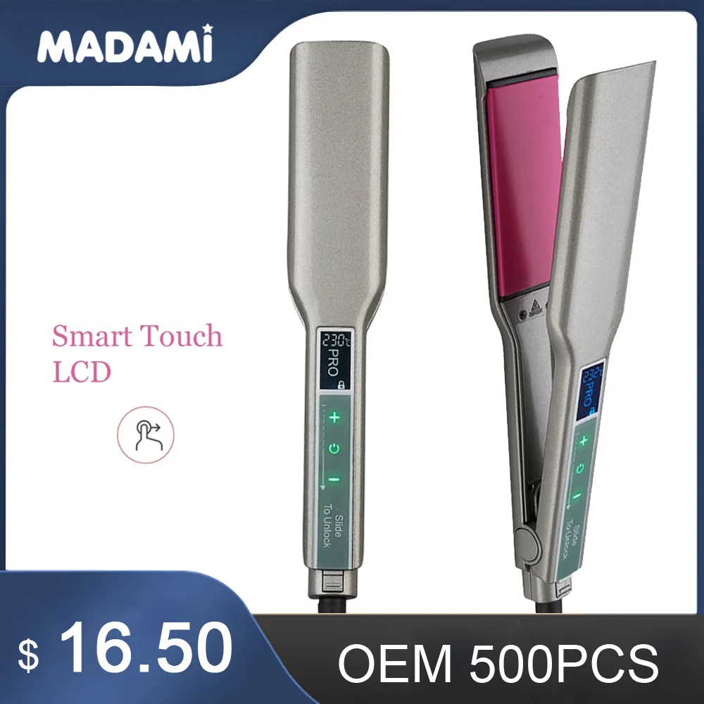 Hair Flat Iron Smart Touch Screen Hair Straightener 450℉ Fast Heat Ceramic Coating Plate Iron For Personalized