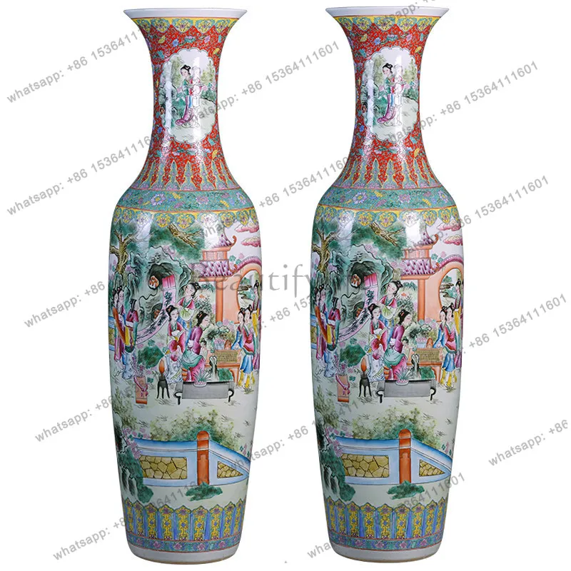 Jingdezhen Keramikvase, bodenhoch, chinesische Wohnzimmerdekoration, Ornament