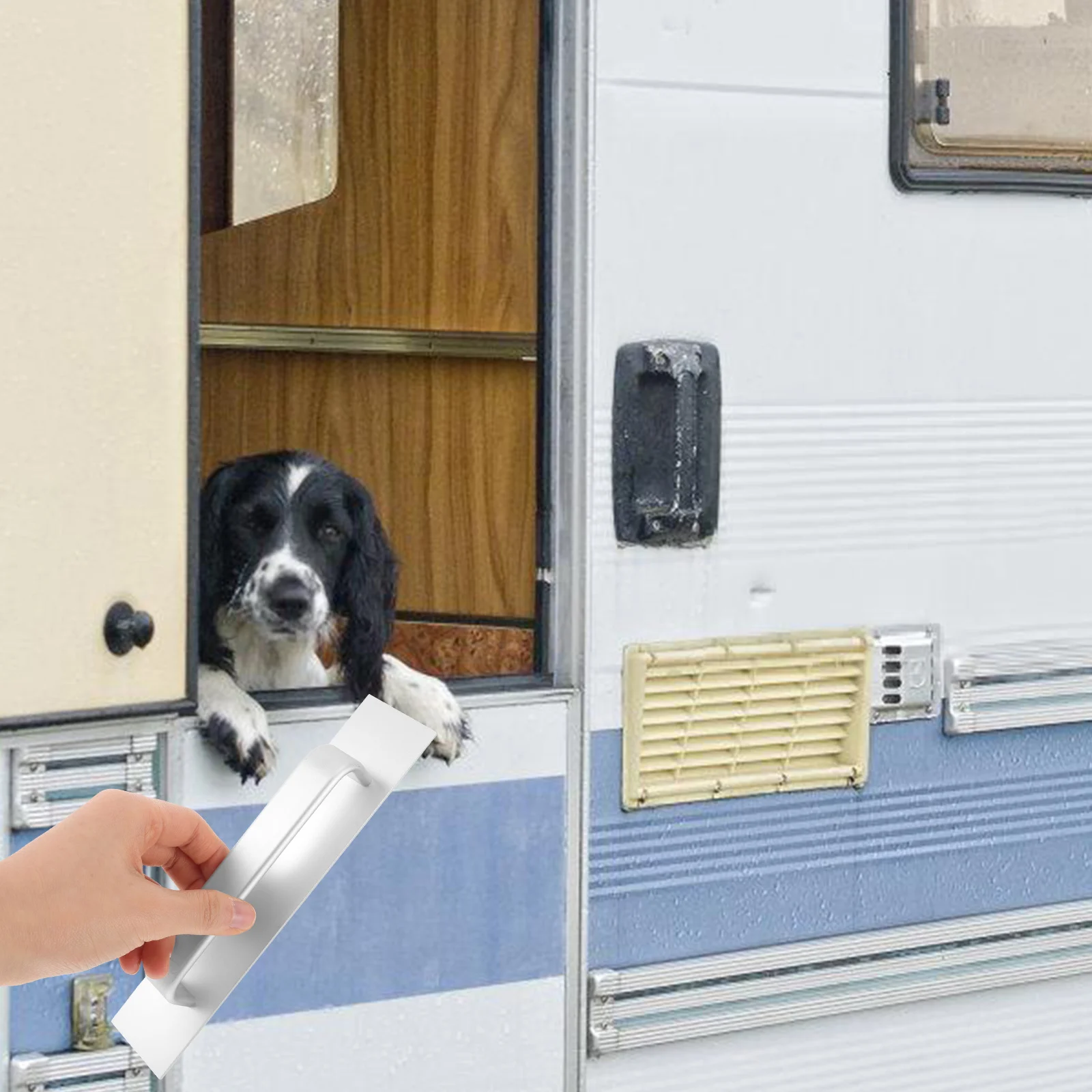 

RV Door H Aluminum Sliding Pull Plate Large Grip Silver Hardware Trailer Gate Barn Shower Entrance Replacement