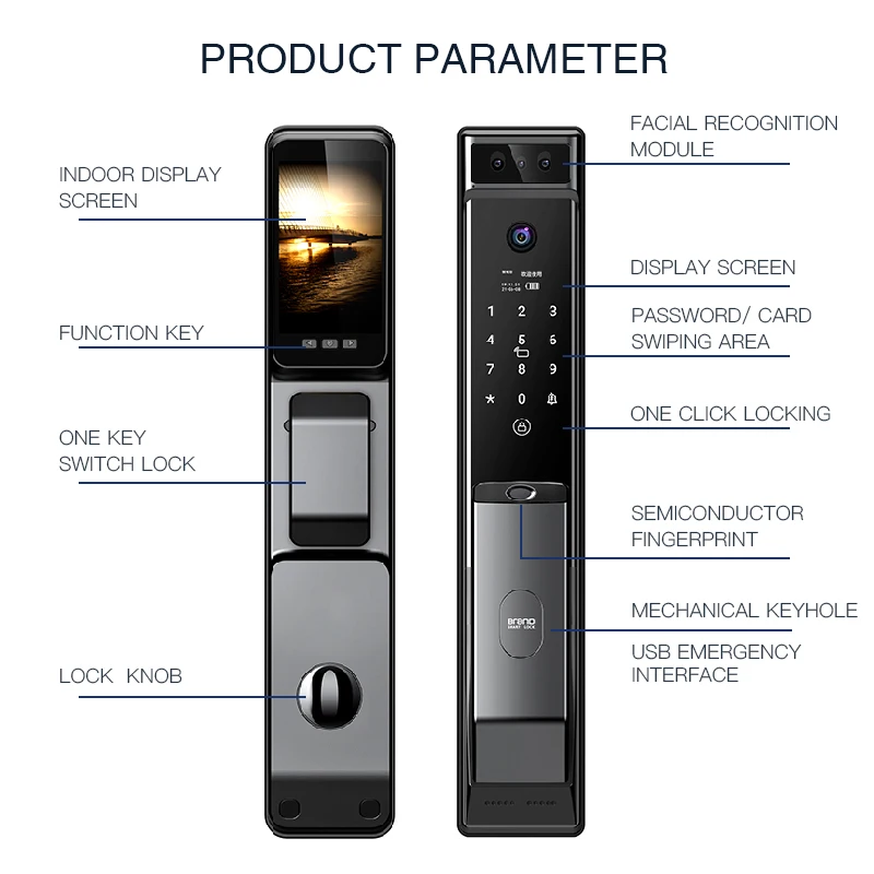 Fully Automatic Smart Wooden Door Locks With Camera And Fingerprint Real Time Intercom Face Door Lock