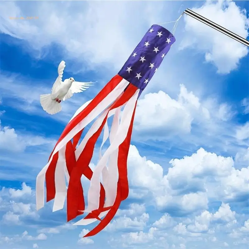 40Inch American US Flags Windsock Star and Striped USA Patriotics Decors for Flags Day Fourth of Julys Decors Outdoor Dropship