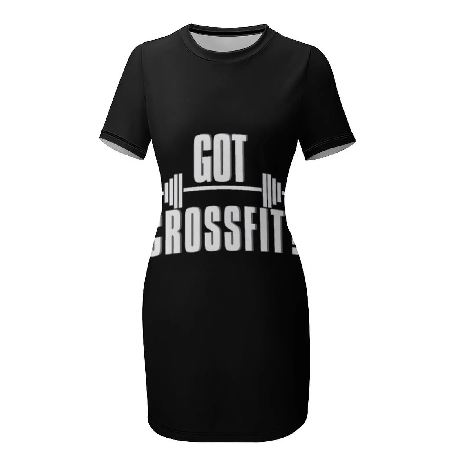 حصلت على تي شيرت كلاسيكي من CrossFit فستان بأكمام قصيرة فستان مثير على الطراز الكوري صيفي طويل للسيدات