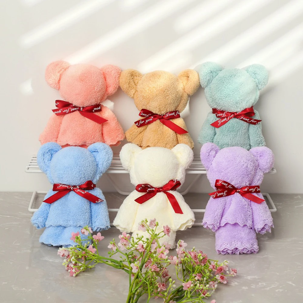 Cute Bear Towel Gifts High Quality Coral Fleece Lovely Gifts Baby Shower Party Favors for Guests Christmas Gift Bag