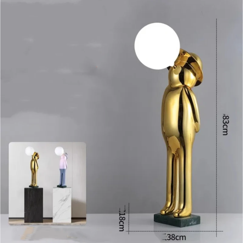 Marble ball statue lamp shopping mall exhibition hall art blowing bubble floor lamp villa sculpture lighting physical beauty